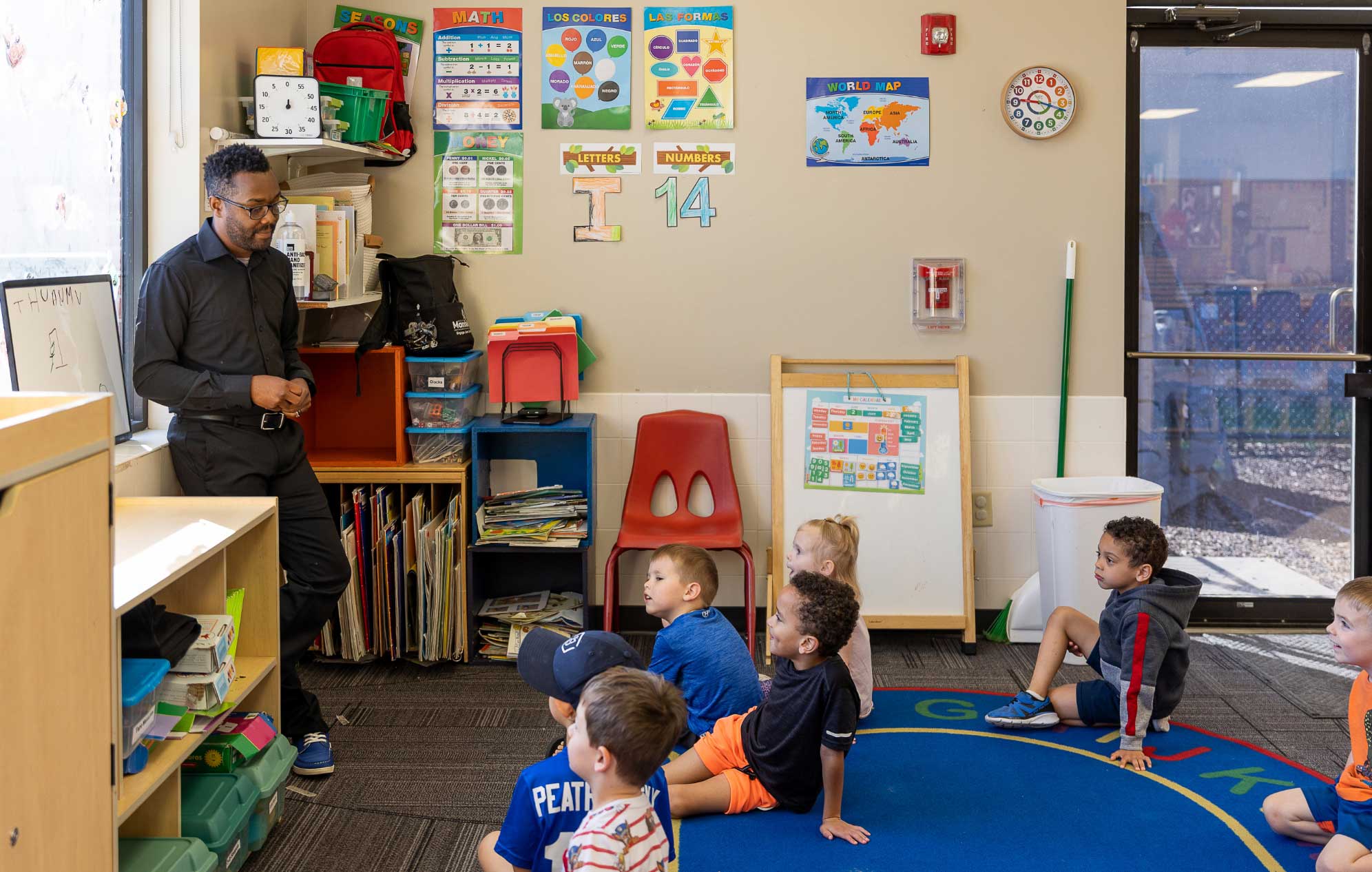 pre-K room mat time with teacher